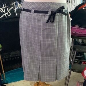 Plaid Gray Skirt with Black Bow Accent